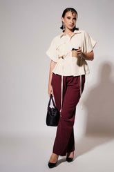 Inverted Pleated Pants Maroon